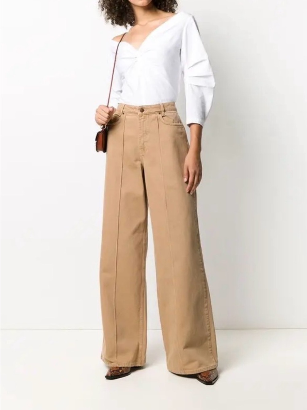 Victoria Beckham sz 26 Wide Leg Neutral Tan Cotton Pants
